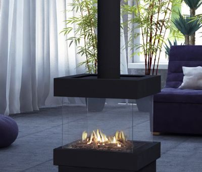 The Ortal: Island 70 - Double Glass - DV Freestanding Fireplace, available at Hearth & Home of Central New York in East Syracuse