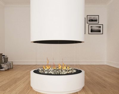 The Ortal: Curve 360 - Double Glass - DV Freestanding Fireplace, available at Hearth & Home of Central New York in East Syracuse