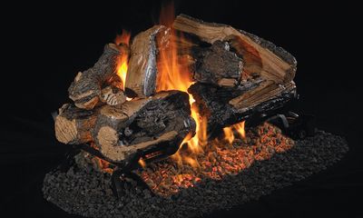 The RH Peterson: Charred Rugged Split Oak See-Thru Logs - 30", available at Hearth & Home of Central New York in East Syracuse