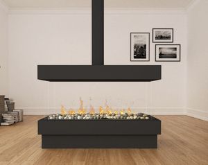 Ortal: Island 130 - Double Glass - DV Freestanding Fireplace