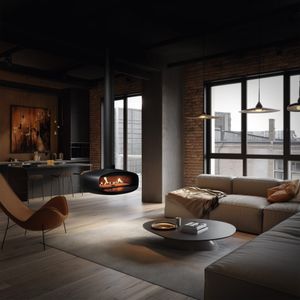 Ortal: Oval 120 Suspended Gas Fireplace